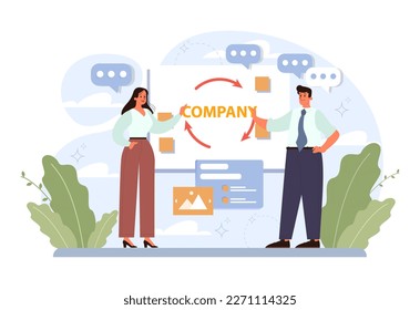 Employee loyalty. Employee loyalty, motivation and performance growth. Staff management, development and adaptation program. Personnel mativation and remuneration. Flat vector illustration