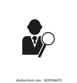 employee and magnifier icon. Detailed icon of head hunting and employee icon. Premium quality graphic design. One of the collection icon for websites, web design, mobile app on white background