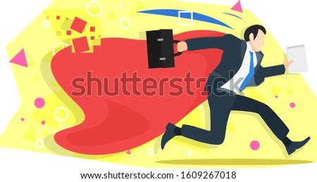 employee man running with cape vector abstract