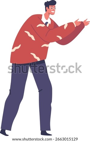 Employee man showing excitement vector illustration