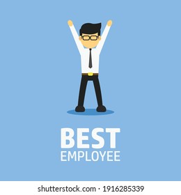 Vector de empleado aislado en fondo azul. Mejor ilustración del empleado. Diseño de concepto de valoración de empleados.