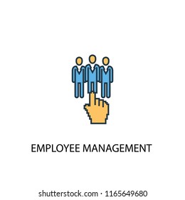 Employee management concept 2 colored line icon. Simple yellow and blue element illustration. Employee management concept outline symbol design from Project management set
