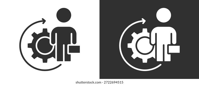 Colección De Vector Del Conjunto Del Icono De La Administración Del Empleado Aislada En Blanco Y Negro