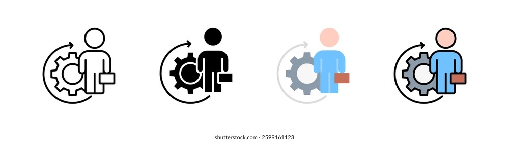Employee Management Multi Style Icon Set Vector