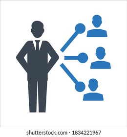 Employee management, structure, hierarchy icon on white background