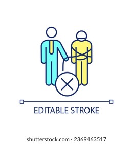 Employee manipulation RGB color icon. Restraining mentee potential. Toxic mentor habit. Suppress development. Isolated vector illustration. Simple filled line drawing. Editable stroke. Arial font used
