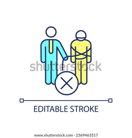 Employee manipulation RGB color icon. Restraining mentee potential. Toxic mentor habit. Suppress development. Isolated vector illustration. Simple filled line drawing. Editable stroke. Arial font used