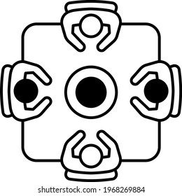 Employee meal program concept, hrm symbol on white background, Office Launch Break Pictogram Sign, Cafe Sitting Arrangement Top view Stock illustration, Staff Annual Dinner vector icon design, 