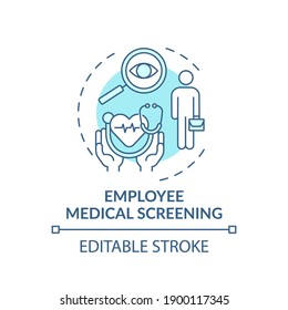 Employee Medical Screening Concept Icon. Workplace Wellness Idea Thin Line Illustration. Identifying Risks To Health. Wellbeing Improvement. Vector Isolated Outline RGB Color Drawing. Editable Stroke