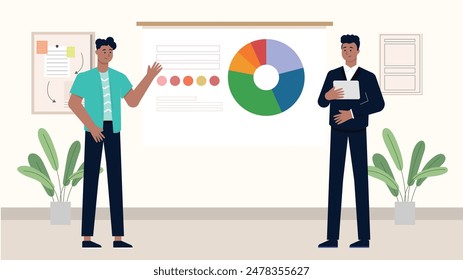 employee meeting with business man illustration