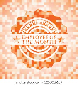 Employee of the Month abstract emblem, orange mosaic background