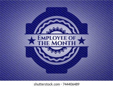 Employee of the Month badge with denim background