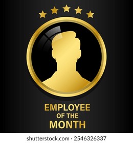 Employee of the Month Badge Golden Label Vector