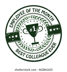 Employee of the month, best colleague ever - grunge sticker / label. Print colors used (CMYK)