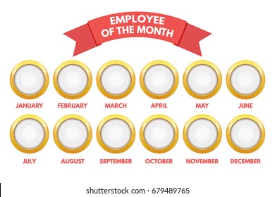 Employee Of The Month Calendar. Vector Illustration.