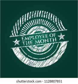 Employee of the Month chalk emblem written on a blackboard