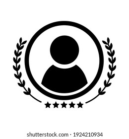 Employee Of The Month Icon. Talent Award Illustration Sign. Outstanding Achievement Symbol. Winner Logo. First Place Winner Symbol. 
Reward For Good Work. Successful Person. Accomplishment Celebratio.