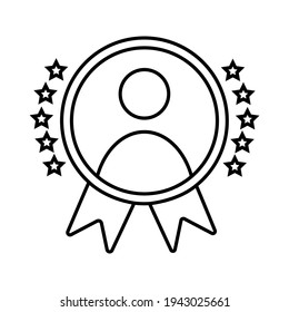 Employee Of The Month Icon. Talent Award Illustration Sign. Outstanding Achievement Symbol. Winner Logo. 
First Place Winner Symbol. Reward For Good Work. Successful Person. Accomplishment Celebratio.