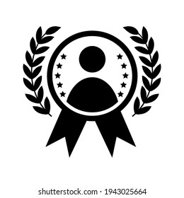 Employee of the month icon. talent award illustration sign. outstanding achievement symbol. winner logo. 
first place winner symbol. reward for good work. successful person. accomplishment celebratio.