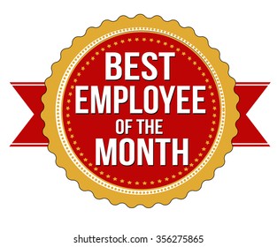 Employee Of The Month Label Or Stamp On White Background, Vector Illustration