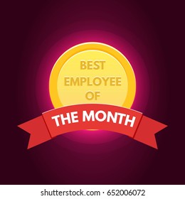 Employee of the month label. Vector illustration.
