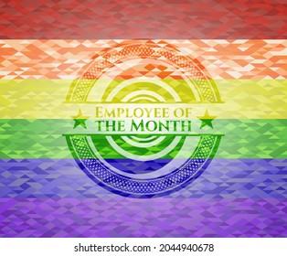 Employee of the Month lgbt colors emblem. Vector Illustration. Mosaic. 