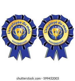 Employee of the month (m / f)  in French Language - elegant golden red award ribbon. Print colors used