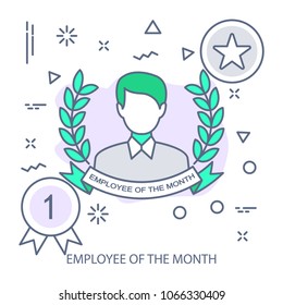 Employee Of The Month Modern Flat Color Line Vector Concept Icon