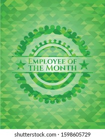 Employee of the Month realistic green emblem. Mosaic background. Vector Illustration. Detailed.