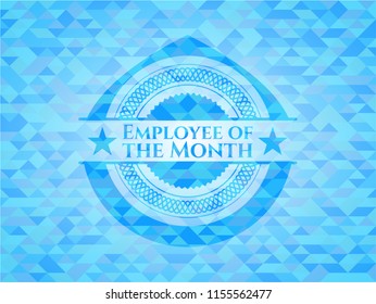 Employee of the Month realistic sky blue emblem. Mosaic background