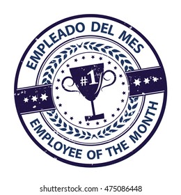 Employee of the Month (Spanish language: Empleado del mes) - Printable rubber grunge label / badge