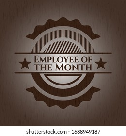 Employee of the Month wood icon or emblem. Vector Illustration.