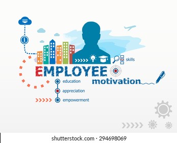 Employee motivation concept and business man. Flat design illustration for business, consulting, finance, management, career.