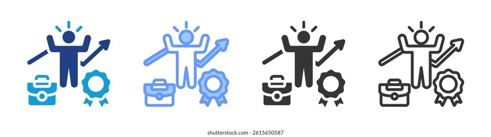 Employee Motivation icon set multiple style collection