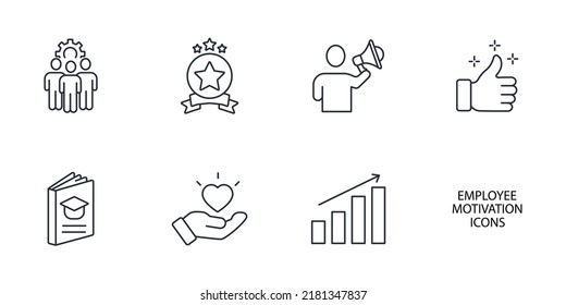  employee motivation icons set .   employee motivation pack symbol vector elements for infographic web