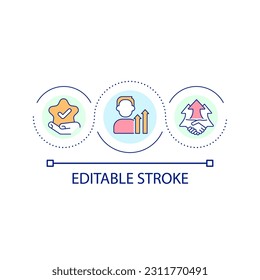 Employee motivation strategy loop concept icon. Encouragement program. Development and growth abstract idea thin line illustration. Isolated outline drawing. Editable stroke. Arial font used