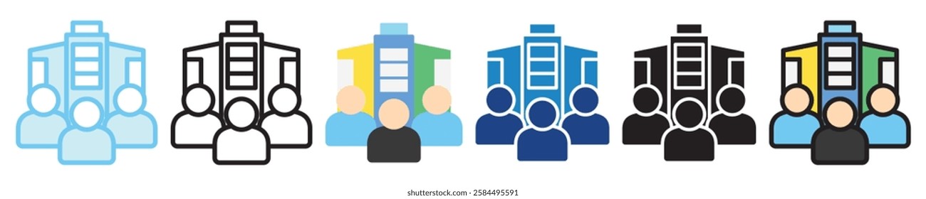 Employee multi-style icon, outline, flat, glyph, dual tone, line color. For UI, UX, app and web development, digital or print. for industry, education, business, financial, Human Resources theme.