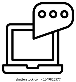 Kommunikationssoftware-Konzept für Mitarbeiter-Büros, Symbol auf weißem Hintergrund, Lan Chat mit Laptop-Vektorillustration-Symbol Design