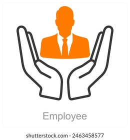 Concepto de icono de empleado y oficina