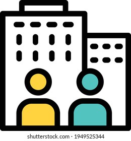 icono de color de línea vectorial de oficina de empleado