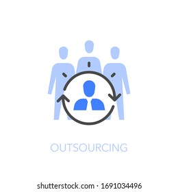 Employee outsourcing symbol with a manager and contractors. Easy to use for your website or presentation.