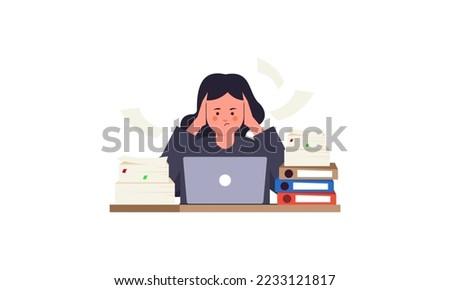 Employee overloaded with plenty of work illustration