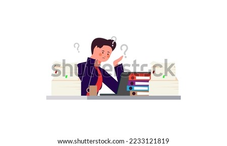 Employee overloaded with plenty of work illustration