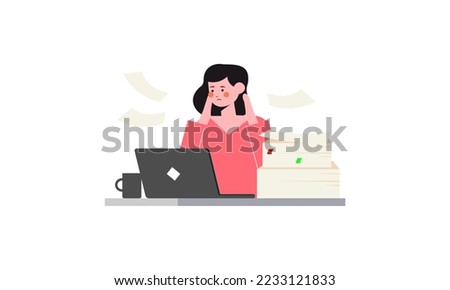 Employee overloaded with plenty of work illustration