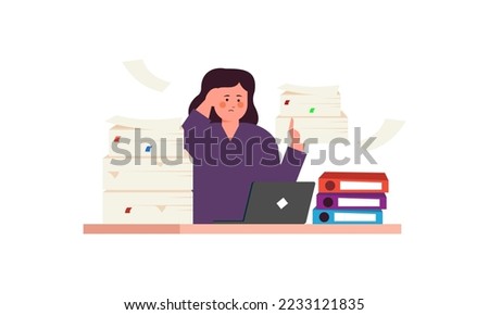 Employee overloaded with plenty of work illustration