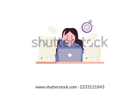 Employee overloaded with plenty of work illustration