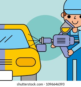 employee painting machine car service