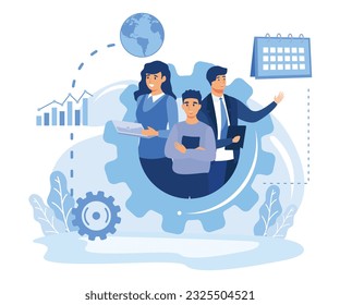 Employee performance abstract concept vector illustration set.  discipline, leadership role, legal liability, action and decision flat vector modern illustration 