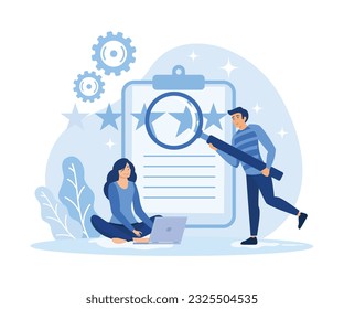 Employee performance abstract concept vector illustration set. Quality work, leadership role, legal liability, action and decision flat vector modern illustration 