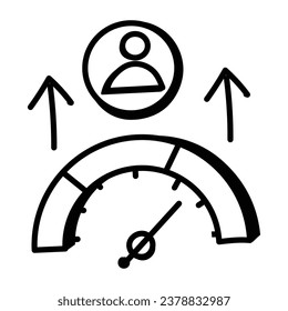 Icono de doodle de rendimiento de un empleado con gráficos editables 